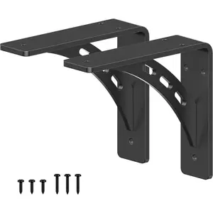 6 inch x 5 inch Heavy Duty Shelf Brackets , Metal Mantel Brackets (Set of 2) Fireplace Mantel Brackets - Countertop Support , Max Load 1000 Lbs (6 ''x 5 '')