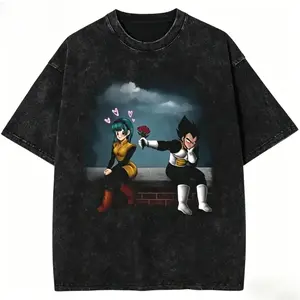 Vintage Bulma Couple Graphic Tee, DBZ Anime Shirt, Vintage Anime Couple Tee, Manga Streetwear shirt, Gift for Anime Lovers Menswear Top