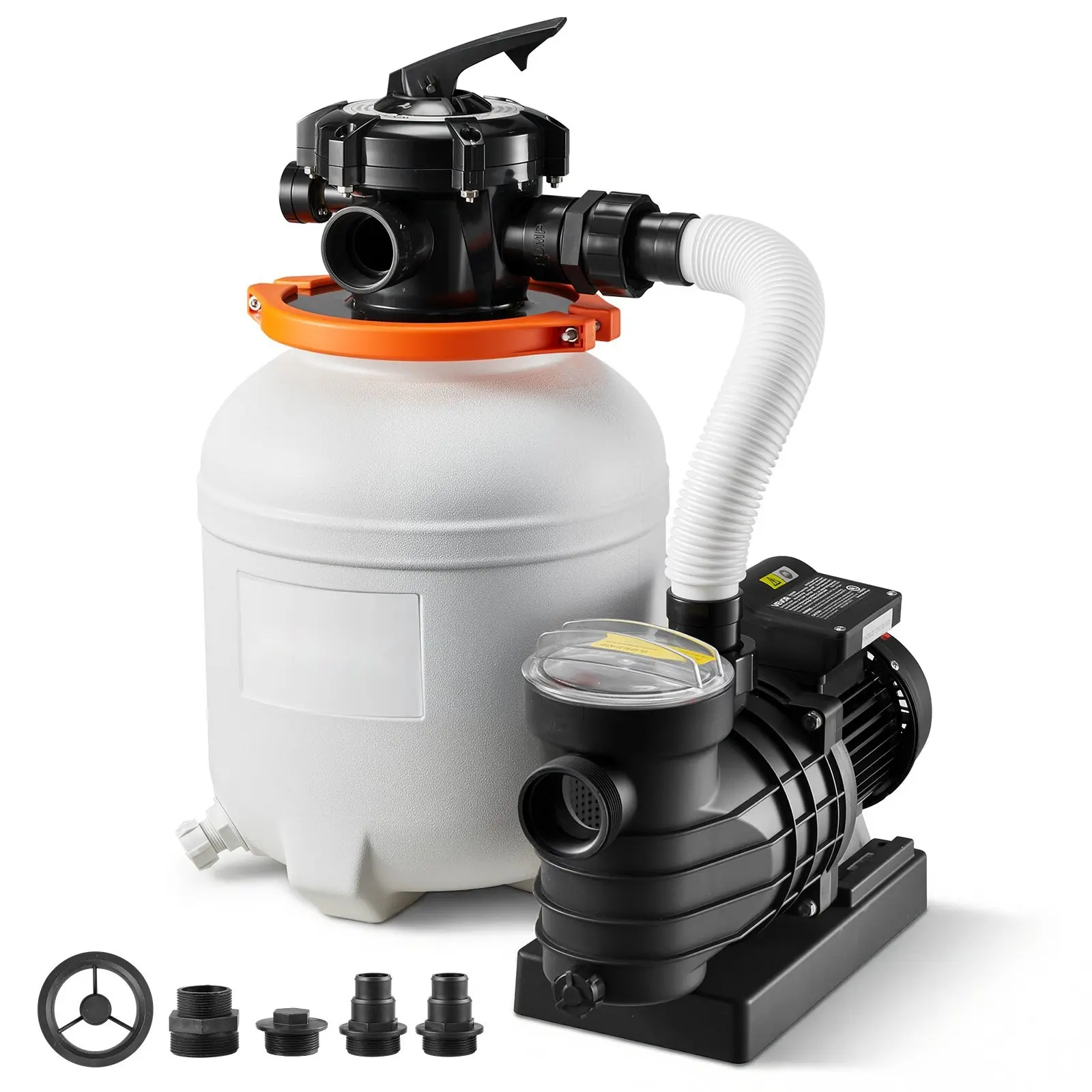 12 In Sand Filter Pump For Above Ground Pool, 0.33 HP 3000 GPH, Swimming Pool Sand Filter Pump With Pre-Assembled Core & Leak-Resistant Design, 6-Way Valve, High-Efficiency Filtration For Pools