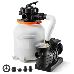 12 In Sand Filter Pump For Above Ground Pool, 0.33 HP 3000 GPH, Swimming Pool Sand Filter Pump With Pre-Assembled Core & Leak-Resistant Design, 6-Way Valve, High-Efficiency Filtration For Pools
