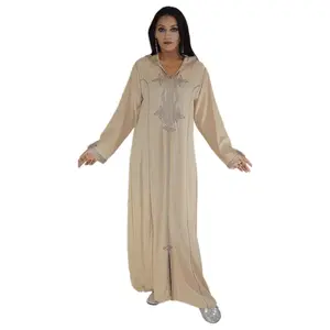 Authentic Moroccan Hooded Caftan for Women – Handmade Embroidered Djellaba Dress, Modest Kaftan Fits Medium–XL