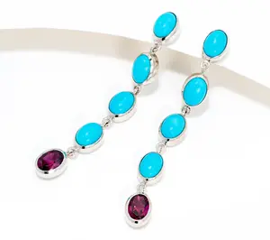 Affinity Gems Linear Oval Turquoise Earrings, Sterling