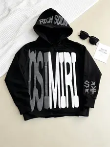 OSIMIRI Winter Outfit Hip-Hop Style HoodedSweatshirtLoose Fit Hoodies for Men Leisure Essential AlphaBetfoamY2K Streetwear Christmas Gifts Casual PulloverSportswearTops Clothes Menswear Sporty