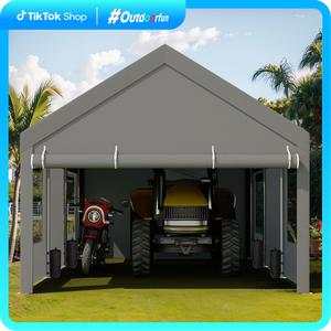 Walsunny Carport 12x20ft Outdoor Car Canopy Portable Garage, Heavy Duty Shed Tent Port with Roll-up Ventilated Windows & Removable Sidewalls Shelter Storage Vehicle Party Moisture Prevention for Camp, Farm, Tool, Grey, Khaki, White,Durable Pvc