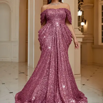 sequin masquerade dress Leely Women Sparkly Dark Red Sequin Maxi Pageant Dress Sweetheart Mermaid Gala Dress with Cape Masquerade Ball Dress