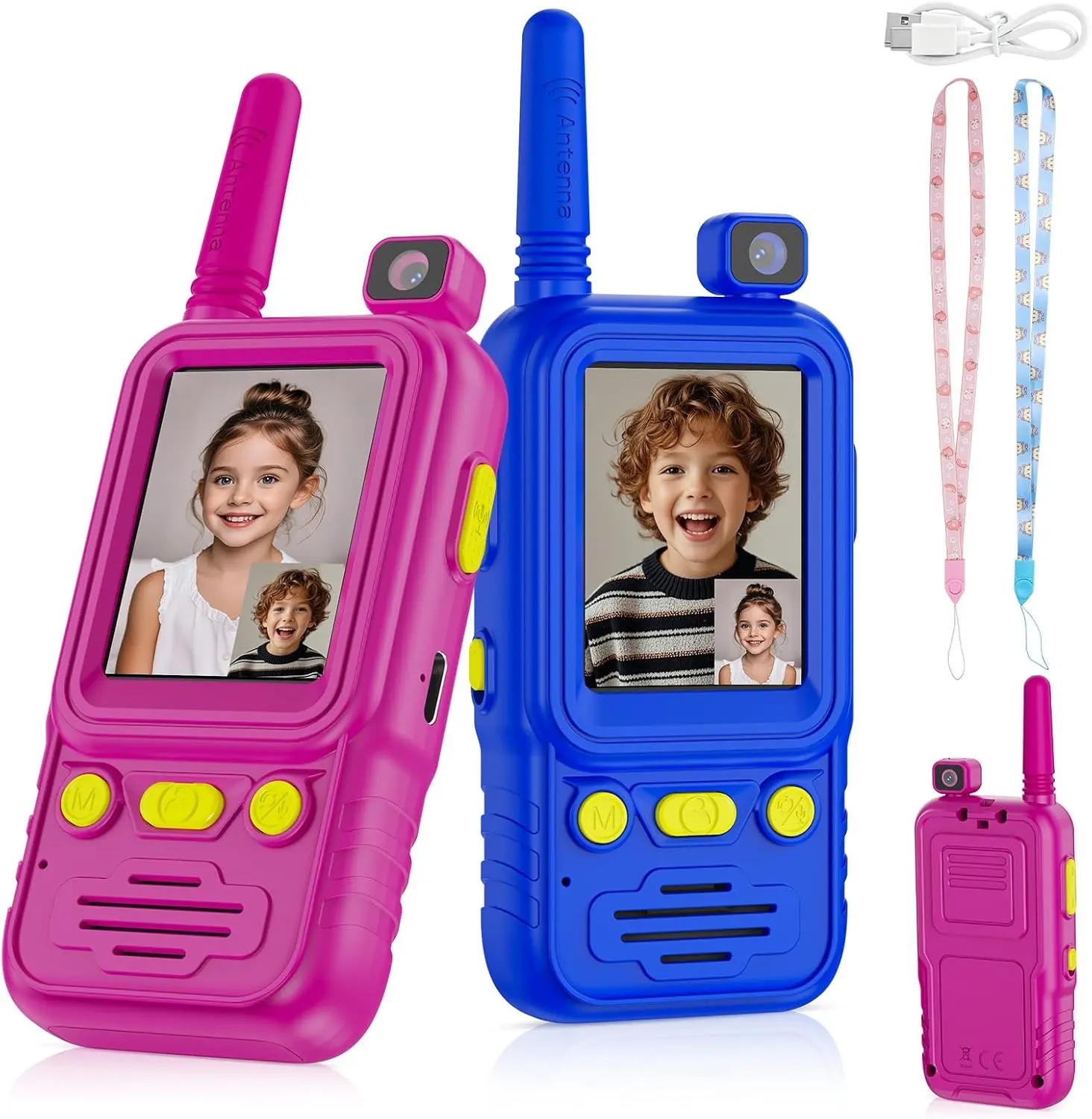 Video Walkie Talkies for Kids 3-8, Rechargeable Walkie Talkies with 180°Rotating Camera & 4 Voice Changer, 2-Way Video & Voice Chat Toy, 600FT Long Range, Birthday Gifts for Boy Girl