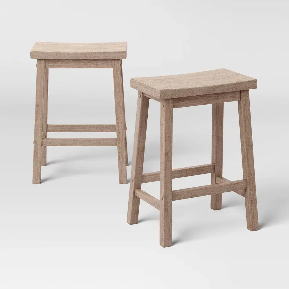 2pk Solid Wood Saddle Counter Height Barstools - Room Essentials 2pk Solid Wood Saddle Counter Height Barstools - Room Essentials