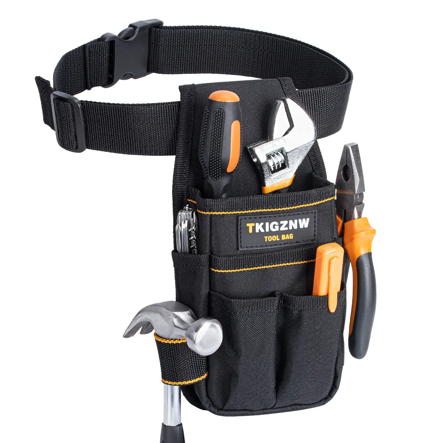 TKIGZNW Pocket Tool Pouch，6-Pouches and 9 Screwdriver Loops Construction, Heavy-Duty Tool Bag with Adjustable Belt for Electrici