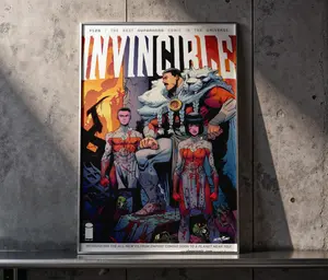 Frameless Art Poster: "Invincible – Rise of the Guardians" – A Stunning Tribute for Superhero Fans, Perfect for Gaming Rooms and Collector Walls