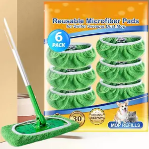 Swiffer Compatible Reusable  Pads – 6 Pack Wet & Dry Microfiber Refills| Hardwood Floor Cleaning| Washable, Money-Saving ( Sold Separately) Powermop Multi-Surface Pads  Replacement Pads Induction Slim Bathroom Trash Can duster refill no-wash mop budget