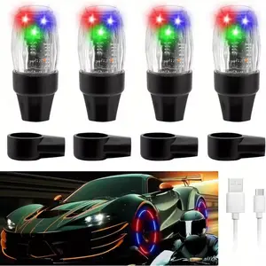 Vibration Sensor LED Wheel Hub Light Waterproof Auto Tire Valve Cap Flash Light Safety Warning Night Decoration Lamp Fit Car Motorcycle Bicycle E-bike