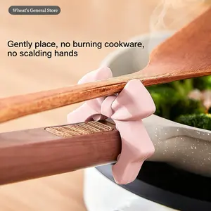 2pcs Bowknot Spatula Holder, Clip-On Pot Holder, Anti-Spill Kitchen Tool Stand, Easy-to-clean design, Multi-Purpose Pot Holder, Space-Saving Design for Home Cooking Essentials, Kitchenware