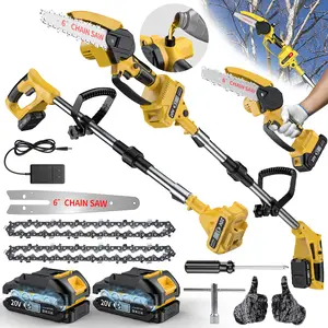6-Inch Cordless Electric Pole Saw, Brushless Motor, Retractable & Foldable Pruning Saw, Mini Handheld Chainsaw with 2 Chains & 2 Batteries, Ideal for Tree Trimming