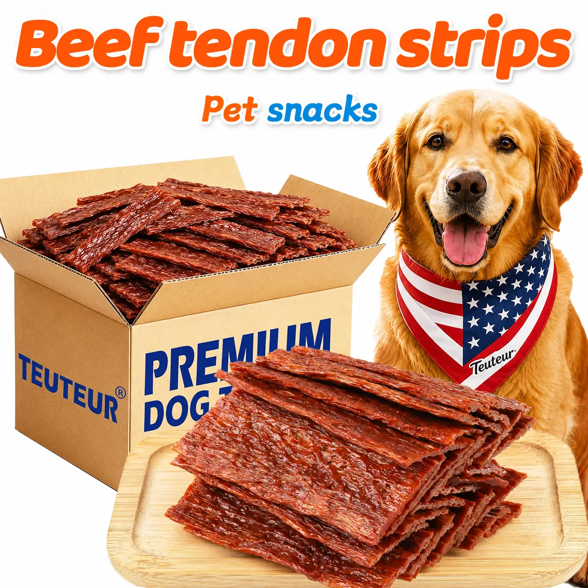 Beef Strips and Beef Tendon Slices for Dogs, Chewy Dog Treats for Training Rewards, Tasty Snack Strips for Puppies and Adult Dogs, Poodles, Golden Retrievers, Small, Medium and Large Breeds, for Daily Training, Walks, Travel and Playtime at Home