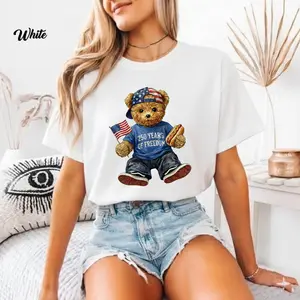 USA 250 Patriotic Bear Shirt – America 250 Years of Freedom Teddy Bear Graphic Tee For Women For Men, Funny Fourth of July Independence Day Outfit, American Celebration Apparel