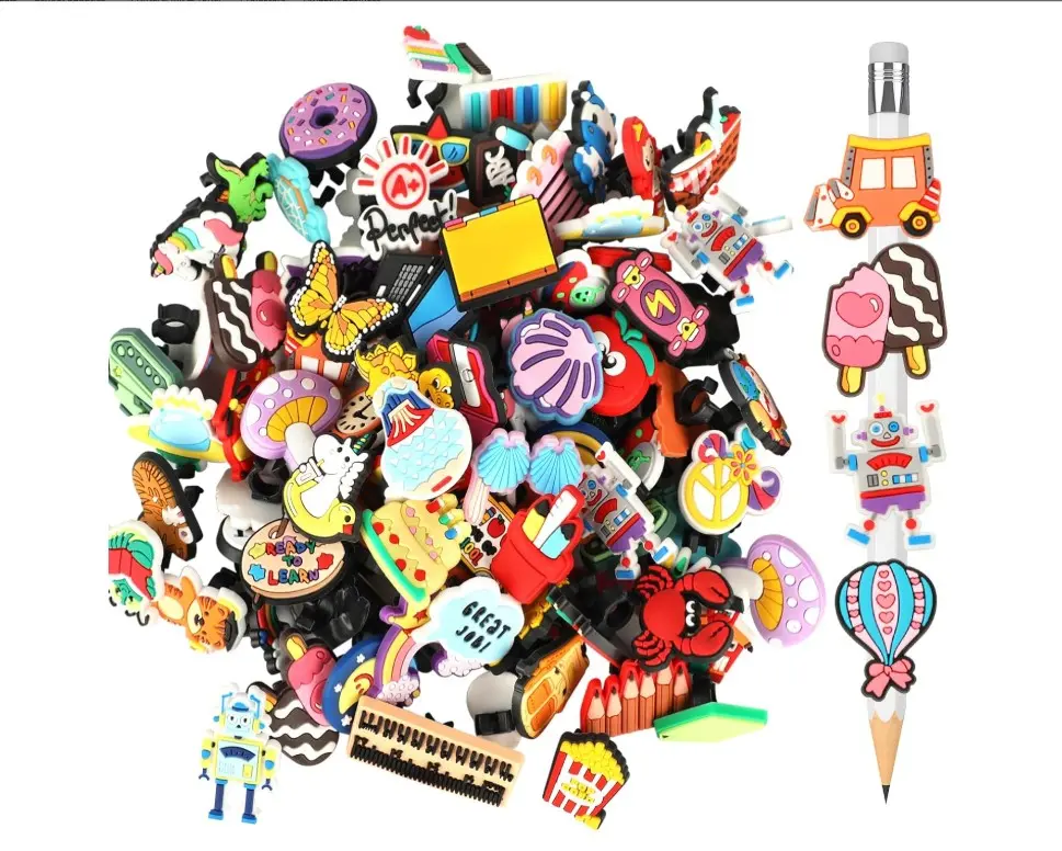 120 PCS Random Different Pencil Topper Decoations, Cute Pencil Clips Decorations, Pencil Decoration Accessories for Students Gifts Awards