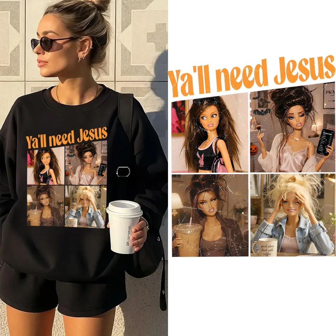 Faith Funny DTF Heat Transfer - Christian Humor Iron-On Fabric Decal, Washable T-Shirt Decor Embellishment for Sewing & Haberdashery Textile Projects
