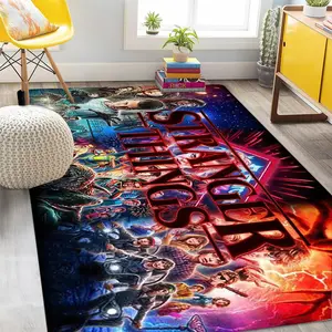 1pc Stranger Things Full Character Print Polyester Rug, Non-Slip Mat, TV Theme Decor, Living Room Central, Leisure Area Carpet