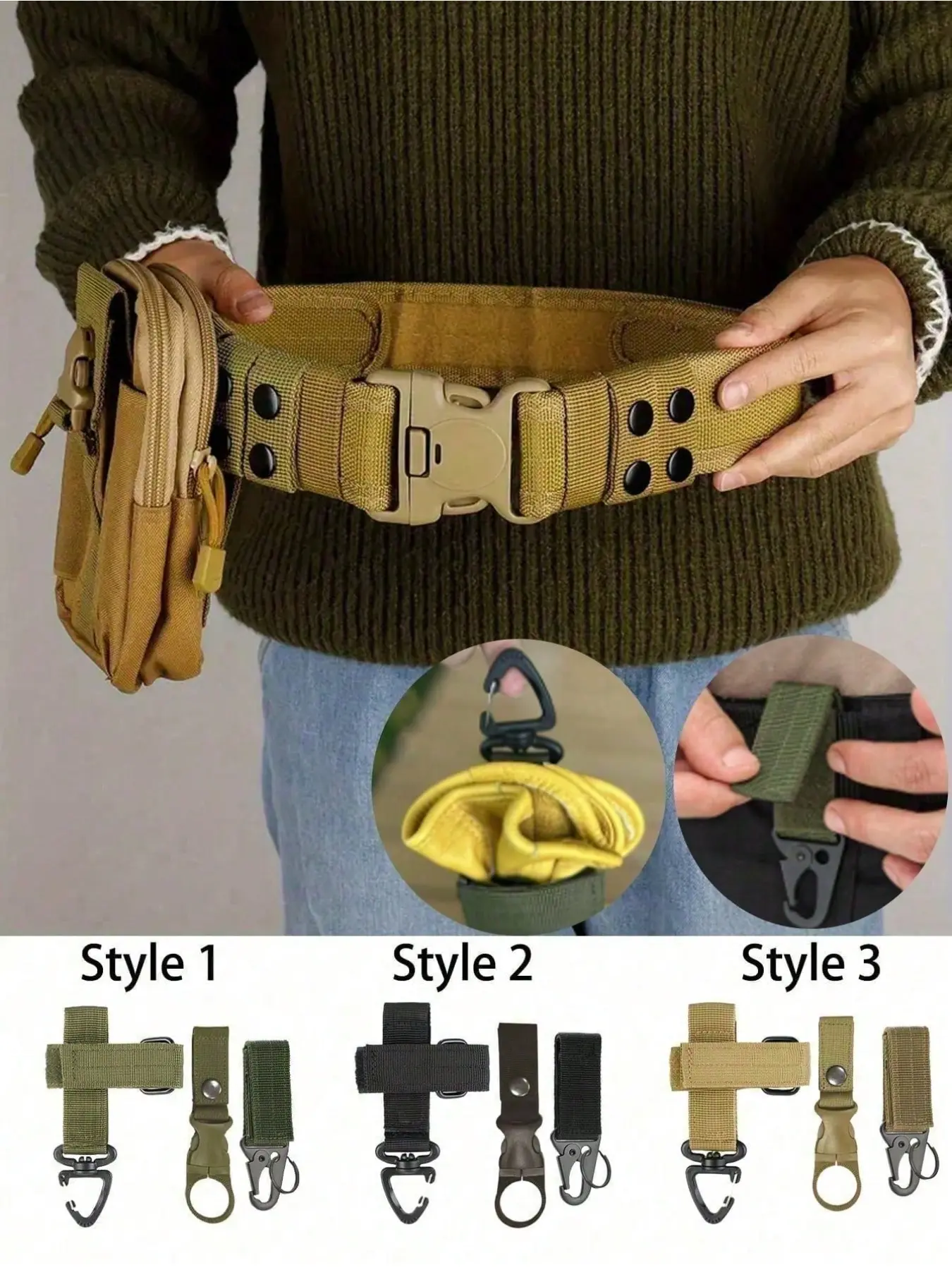 3-piece multi-functional carabiner clip set. Works as hook, keychain and bottle holder. Ideal accessory for hiking, camping and outdoor activities.