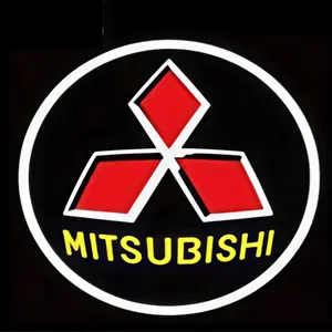 2 Pcs Mitsubishi Carbon Fiber Car Door Projection Lamp/laser Light/new Welcome Lamp/modified Decoration Floor Lamp (no Battery)