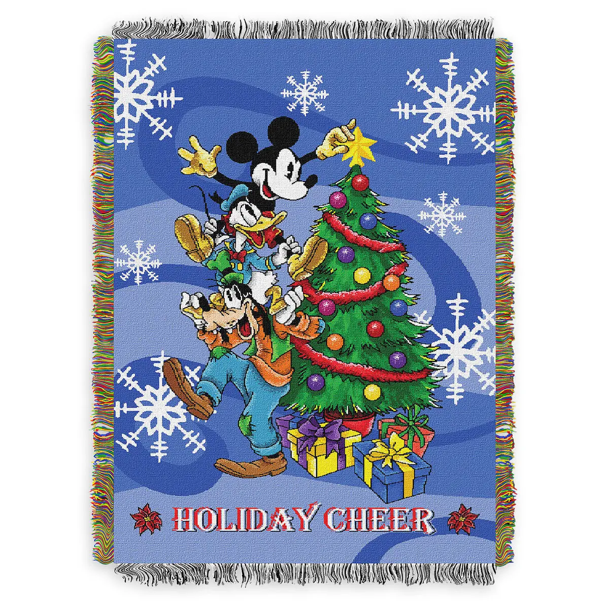 Disney Mickey Mouse Holiday Cheer Woven Tapestry Throw Blanket, 48" x 60", Tapestry Room Decor for Home Room