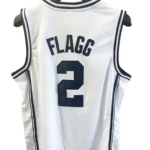 Men’s #2 Flagg University Back Embroidery Short-Sleeve Basketball Jersey - Dark Blue/White Breathable Mesh, Lightweight, Moisture-Wick, Standard Sizing, Navy Athletic Fan Wear (XXL Size Excluded)