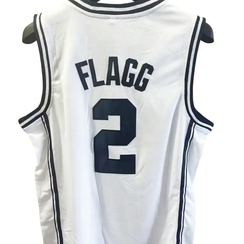 Men’s #2 Flagg University Back Embroidery Short-Sleeve Basketball Jersey - Dark Blue/White Breathable Mesh, Lightweight, Moisture-Wick, Standard Sizing, Navy Athletic Fan Wear (XXL Size Excluded)