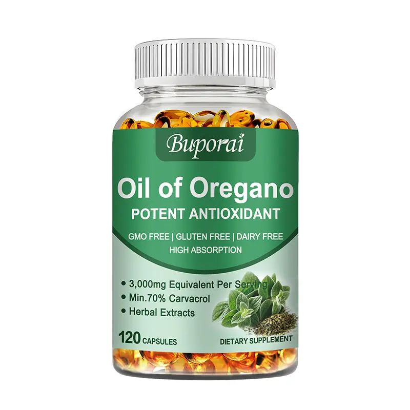 Buporai Concentrated Oregano Oil Dietary Supplement for Adults - 120 Capsules, Natural Ingredients, Botanical Extracts, Extra Virgin Olive Oil, Digestive Health Support