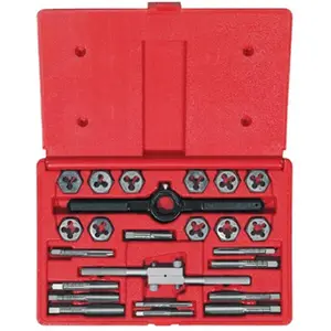 212 MAIN Irwin Hanson 585-24614 Fractional Tap & Die Set, 1/4-1/2 NC+N Specs, Carbon Steel, Hex Handle, Plug Type, Tap Wrench Compatibility