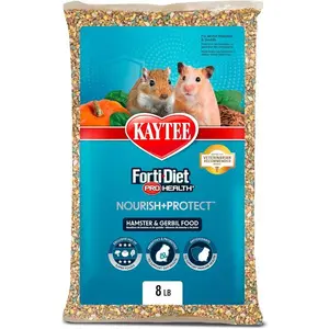 Kaytee Forti-Diet Pro Health Nourish+Protect Hamster and Gerbil Food, Comprehensive Nutrition Backed by Science, Digestive Health, Immune Support, 8 Pounds