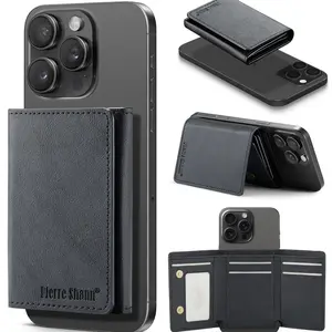 Quriov Magnetic card-inserting wallet/case with MagSafe magnetic ring, made of PU leather, compatible with iPhone 12/13/14/15/16. Cash Compact