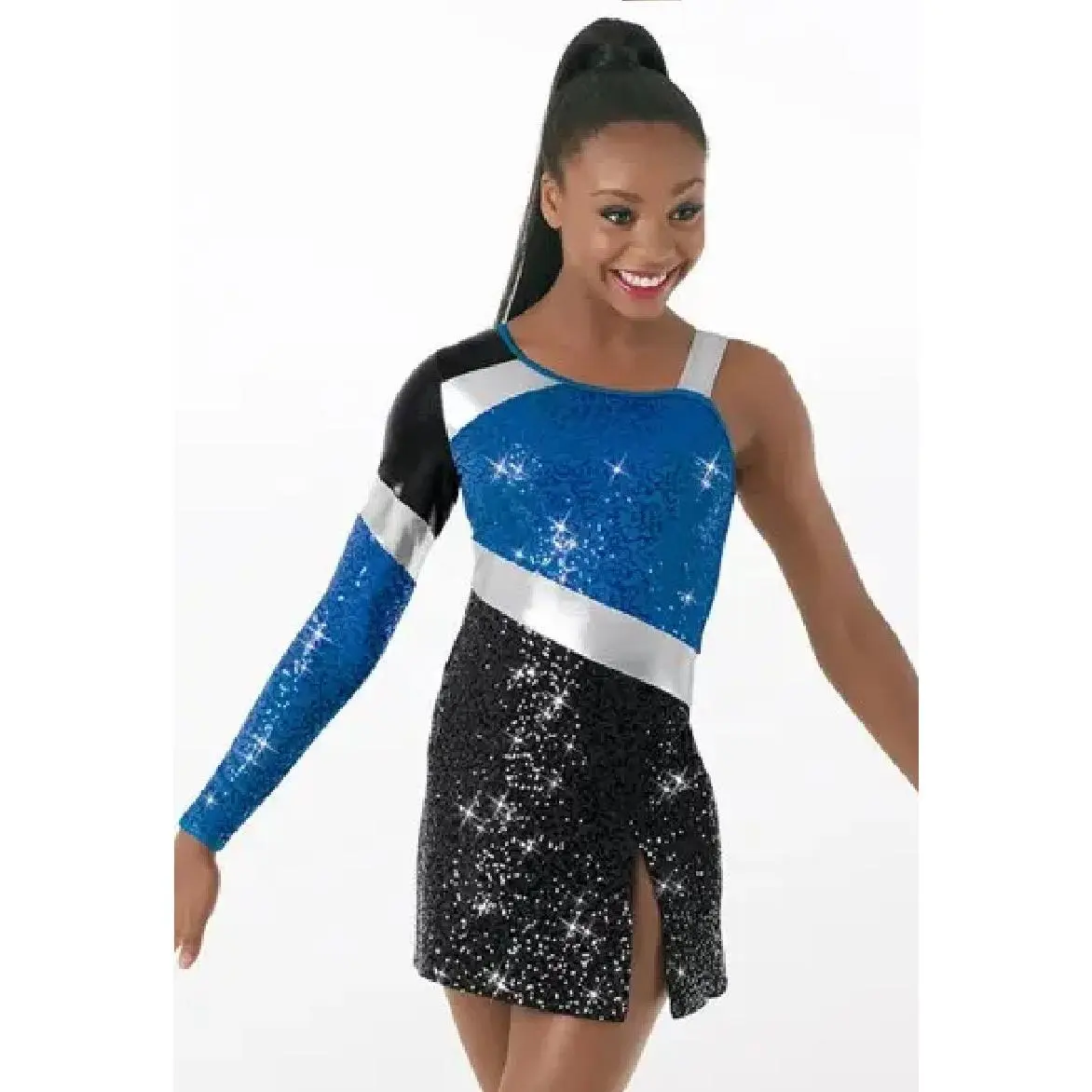 Pre-Owned Costume Balera  D9691 Small Adult Blue Dress Jazz Baton Sequin