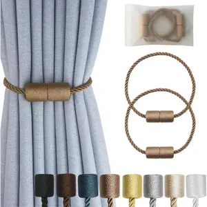 2 Pack Khaki Magnetic Curtain Tiebacks Modern Decorative Curtain Holders for Drapes