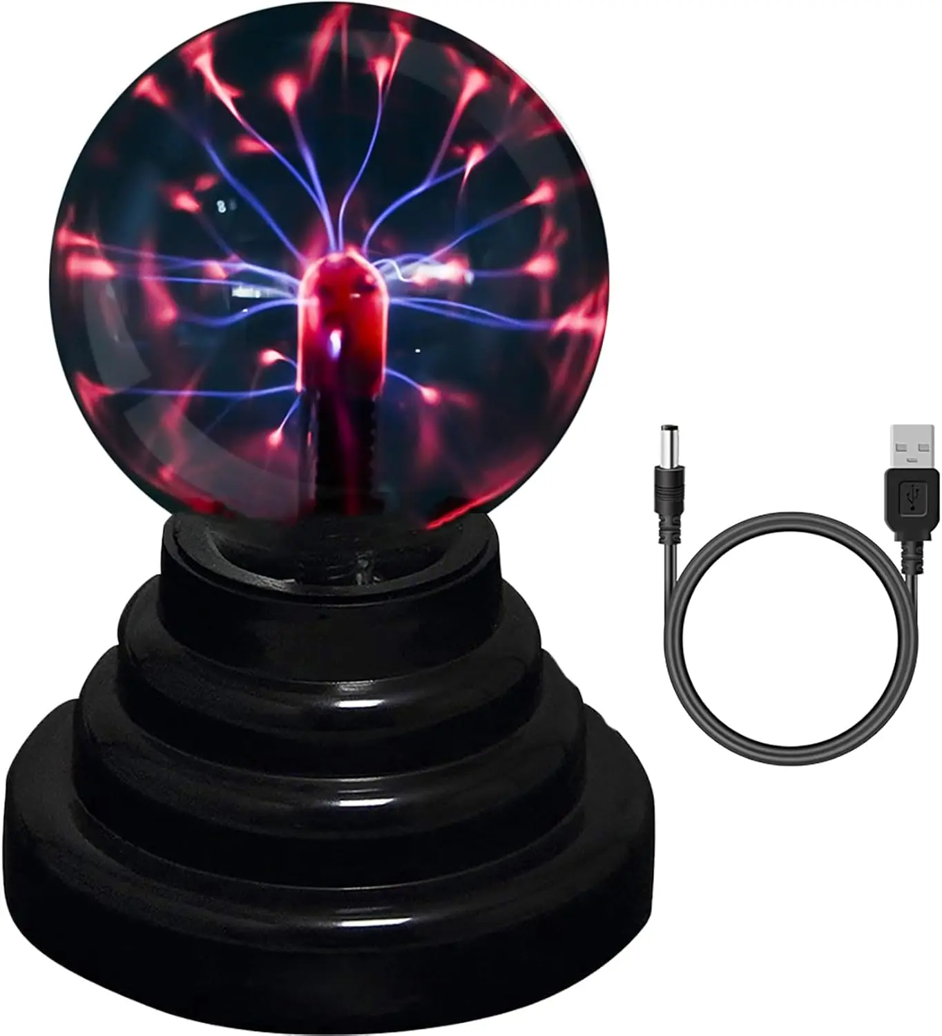 3 Inch Plasma Ball - Touch Sensitive Lightning Globe, USB/Battery Powered Novelty Toy for Parties, Bedroom & Kids