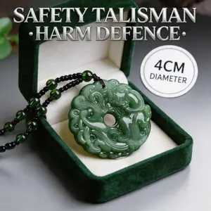 Hand-Carved Green Jade Pixiu Dragon PendantNecklace, Unisex Jewellery with Hand-CarvedDetail, Lucky Wealth-Attraction Protection Amulet,Christmas Birthday Gift for Bag Charms & TwilliesAccessories