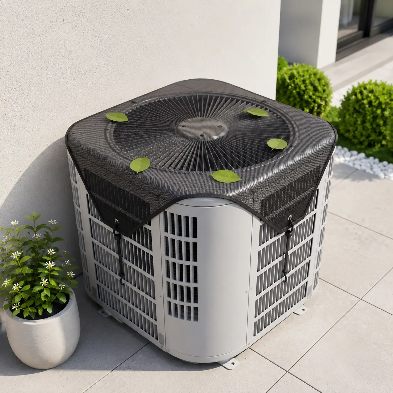 Durable External machine Air Conditioner Mesh Guard 28x28in, Breathable Top Design Central AC unit Cover with Efficient Ventilation, Wind  Resistant Dust Shield Blocks Leaves, Suitable for All Season Outdoor Use all-season dustproof cold