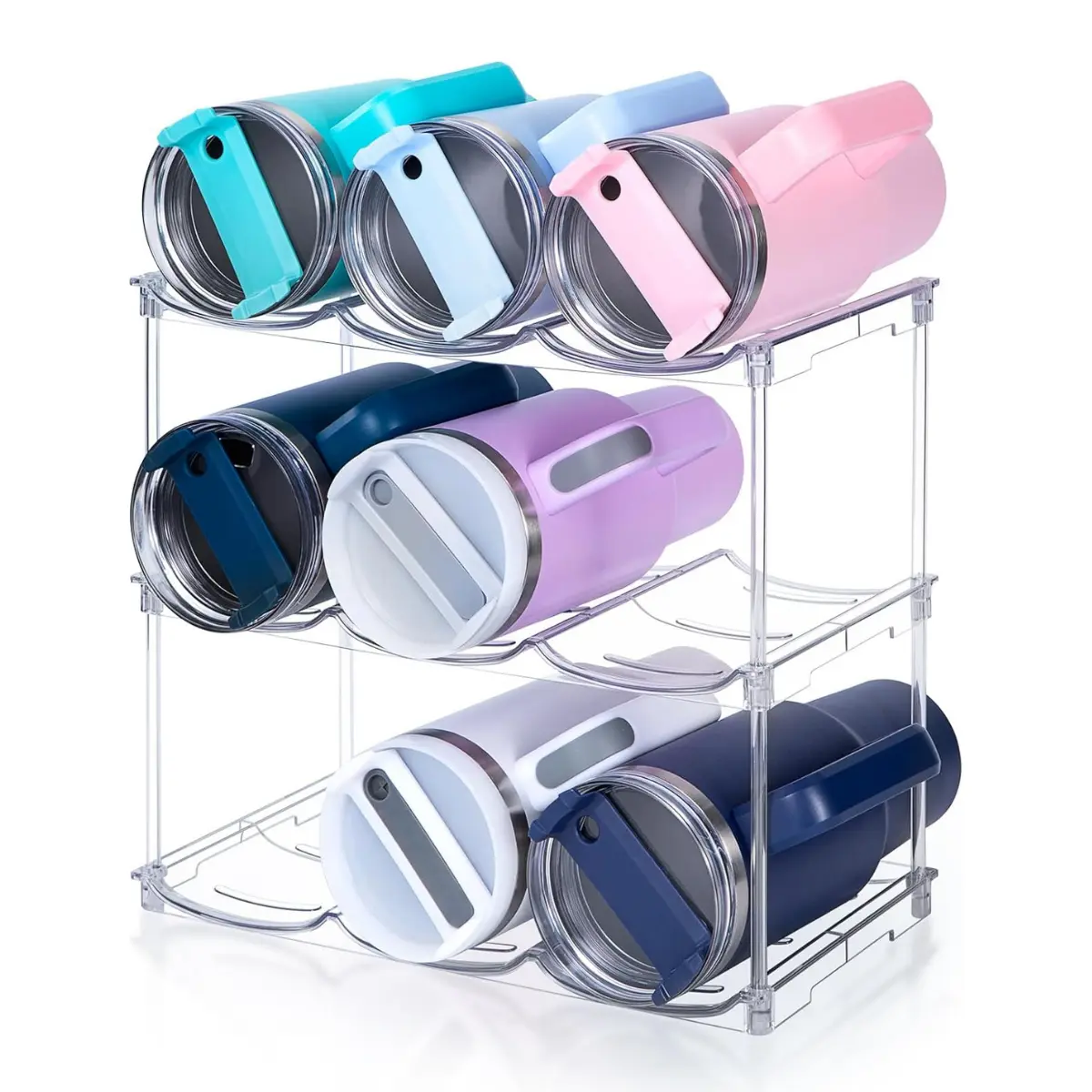 Stackable Water Bottle Organizer for Stanley 40 oz Tumbler, Water Bottle Holder for Cabinet, Pantry Kitchen Organizers and Storage for Stanley Cup Accessories, Tumbler Organizer and Wine Rack, 3Pack