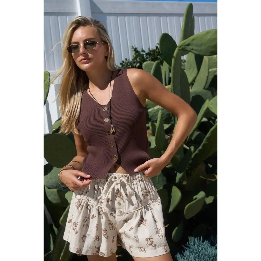 Cowboy Drawstring Shorts