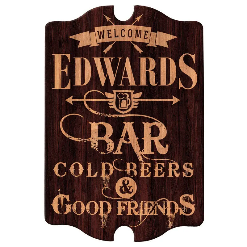 Trend Customizable Handmade Tavern-Shaped Rustic Rectangular Wooden Bar Sign - 15.2x10.5" Art Plaque, Home Decor, Man Cave Supply, Hand Hanger, Light, 1 Assembly Required, Gift Idea