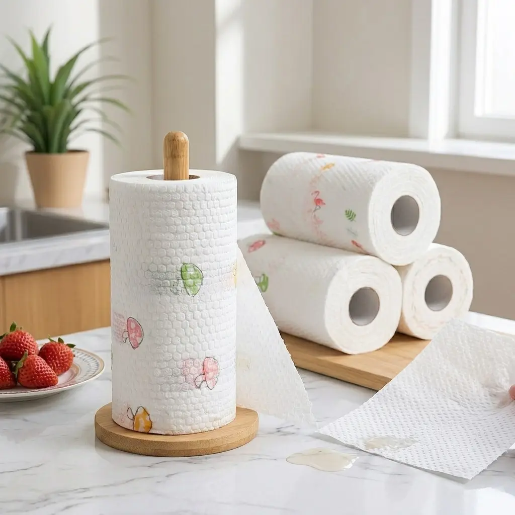 2 Rolls Printed Disposable Kitchen Towels Thickened Wet Dry Dual Use Cleaning Wipes Absorbent Dish Cloths For Household Kitchen Cleaning
