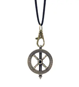 Multipurpose Fashion Accessory Keychain Pendant Antique-Brass Roulette Spinning Top