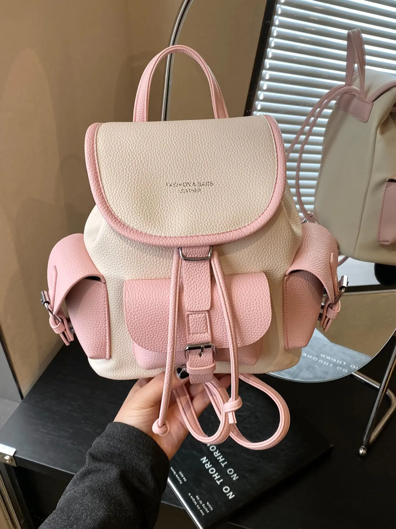 2026 Fashion New Colorblock Mini Backpack, Vintage College Style Drawstring  Bag, Versatile Commuter Small Handbag, Lightweight Design Travel Book Bag  for Women - TikTok Shop