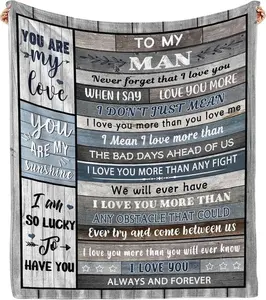 Gifts for Him Husband Boyfriend Throw Blanket, I Love You for Husband Boyfriend Birthday Gifts Ideas, Valentines Wedding for Him, to My Man Soft Blanket