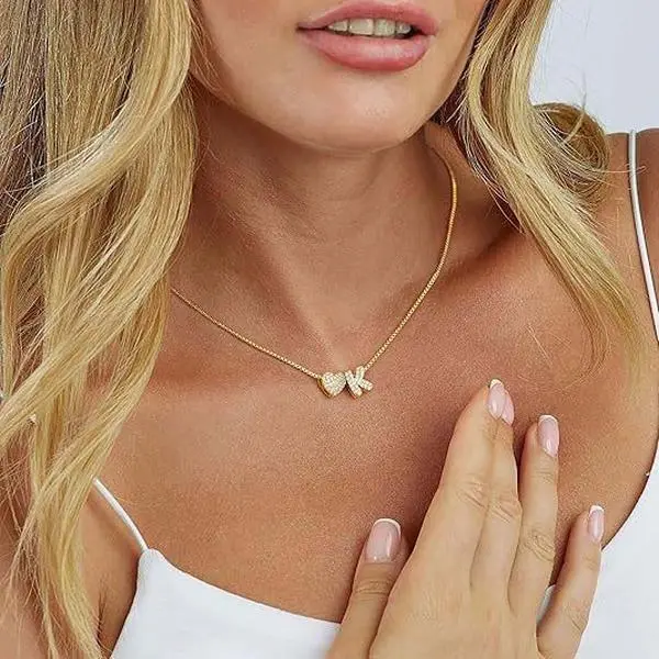 Women's 26-Letter Cubic Zirconia Love Letter Necklace for Women - Lead-Free Minimalist Chain, Exquisitely Packaged Artificial Gemstone Chest Jewelry, Versatile Accessories, Necklaces For Women