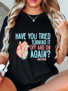 100% Cotton Unisex Turn it off and on again Adenosine Cardiac Nurse T-Shirt Casual Graphic Printed Vintage Tshirt