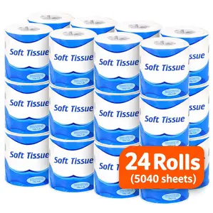 24 Rolls Toilet Paper, 3-Ply Toilet Tissue, 210 Sheets Per Roll,  Soft Strong Tissue Paper for Home Bathroom Office Commercial Use