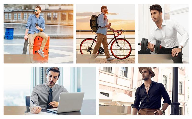 Alimens&Gentle Dress Shirts 16-Way Stretch Slim Fit Long Sleeve Button Down Shirts Wrinkle Free Traveler Shirts Alimens&Gentle Dress Shirts 16-Way Stretch Slim Fit Long Sleeve Button Down Shirts Wrinkle Free Traveler Shirts