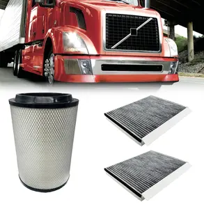 TORQUE Engine & 2 Carbon Activated Cabin Air Filters Replacement for Volvo semi Trucks VNL 2002+ Replaces 20435801 AF26405 CAF24000 49084 21715813 RS4642 AF26163M LAF9201 (TR077, TR083)