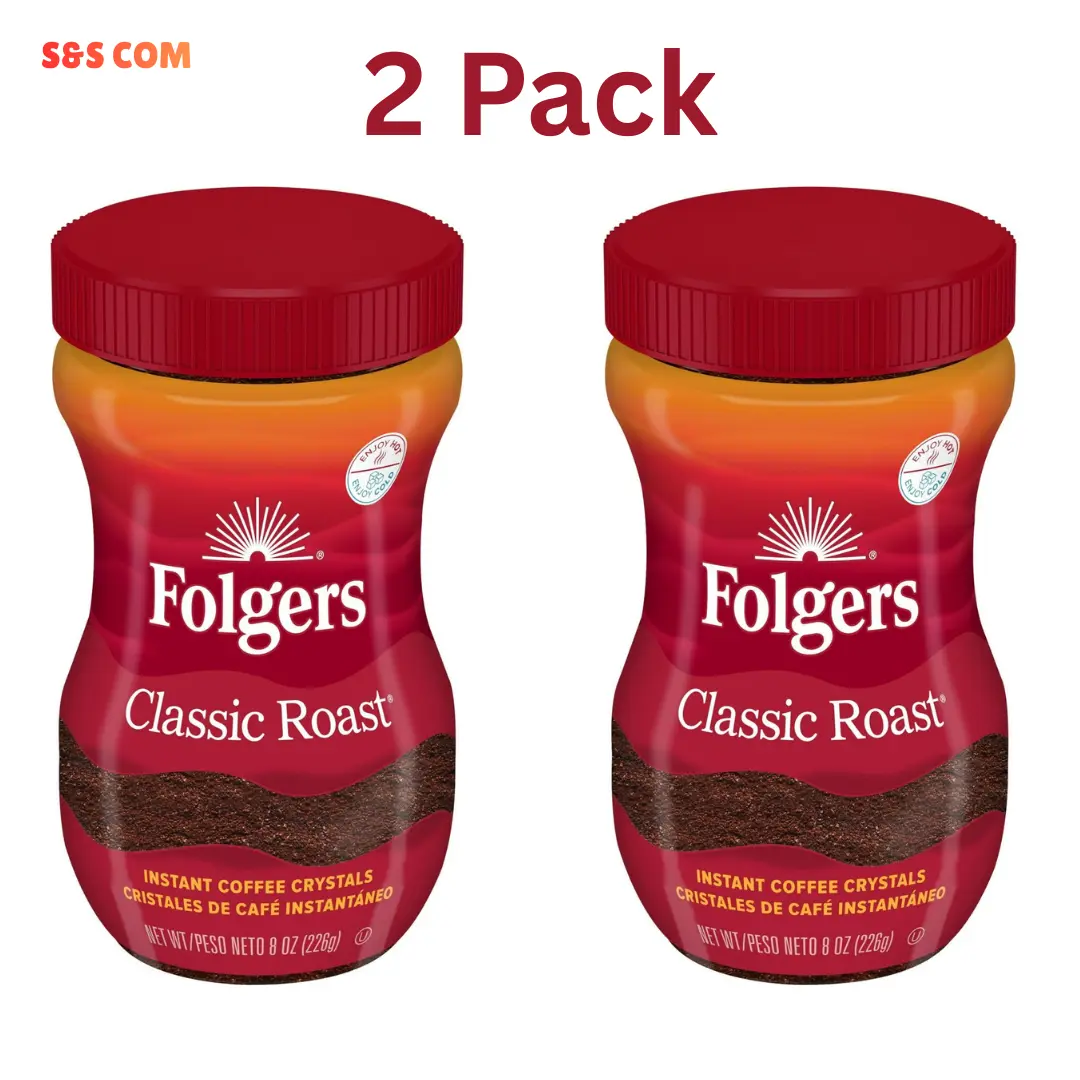 (2 Pack) Folgers Classic Roast Instant Coffee, 8 oz Jar (2 Pack) Folgers Classic Roast Instant Coffee, 8 oz Jar