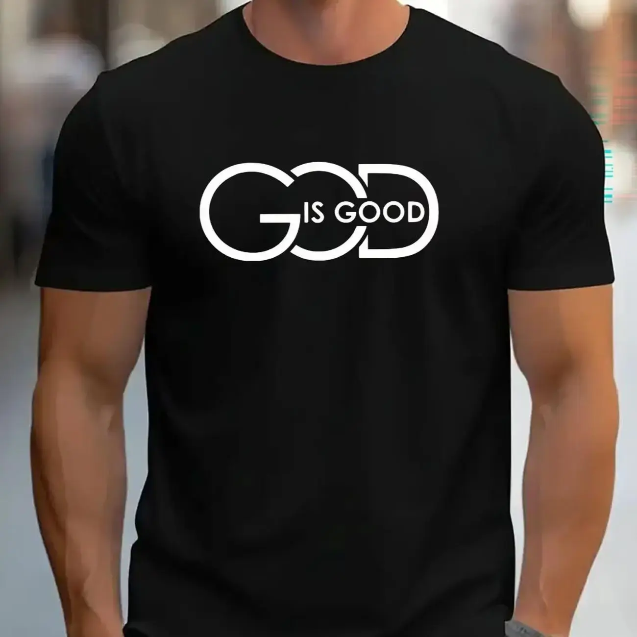 [100% Cotton][Graphic Tee]  Urban Street Style & Faith Statement Top - ‘GOD IS GOOD’ in Bold Print for a Confident Look,Personalized short-sleeved T-shirt for casual daily wear. Soft and comfortable. Ideal for sports and casual occasions.